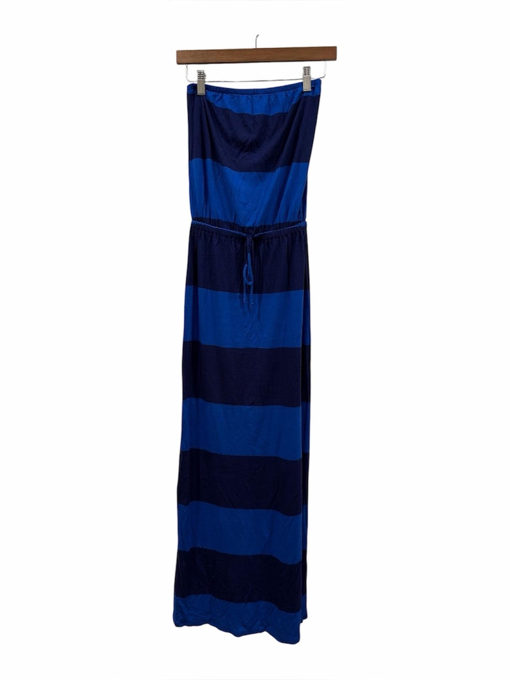 Old Navy Striped Blue Strapless One-Piece Maxi Dress